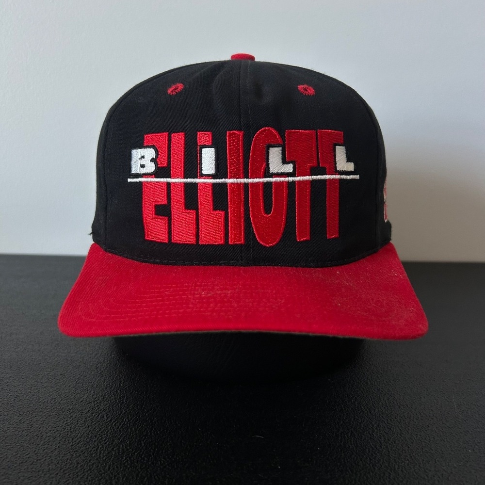 Vintage 90s Bill Elliott Hat Cap Snap Back‎ Adjustable Black Red Nascar Racing